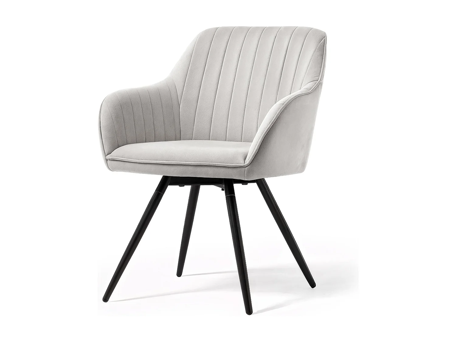 Lot de 2 Chaises pivotantes en velours à surpiqûres TURNO Gris pieds noirs