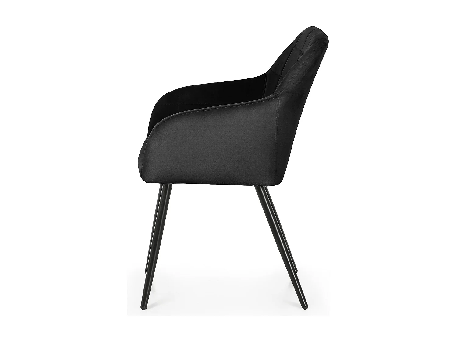 Lot de 2 Chaises rembourrées à surpiqûres carrées LUXANO Noir pieds noirs