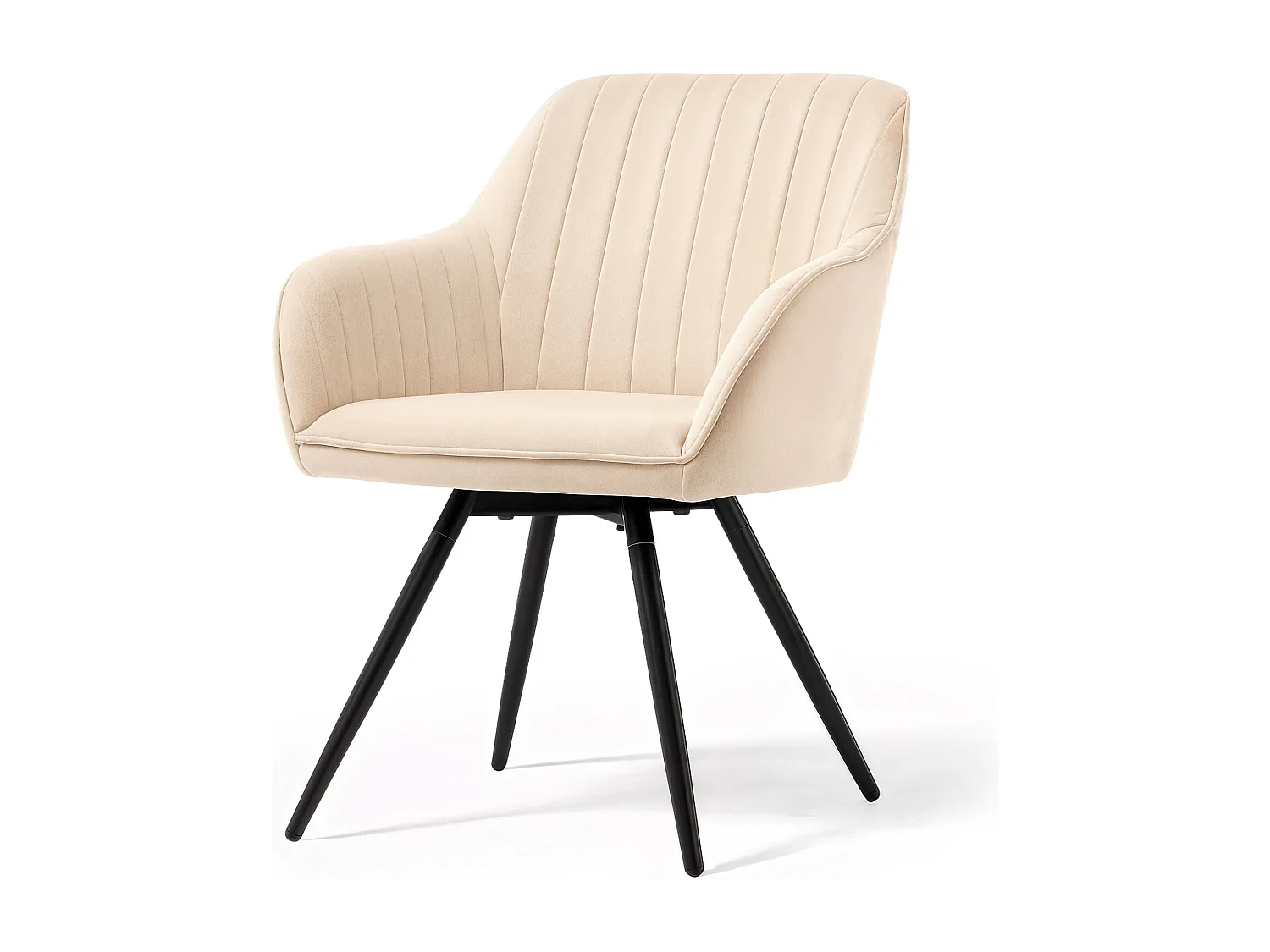 Lot de 2 Chaises pivotantes en velours à surpiqûres TURNO Beige pieds noirs