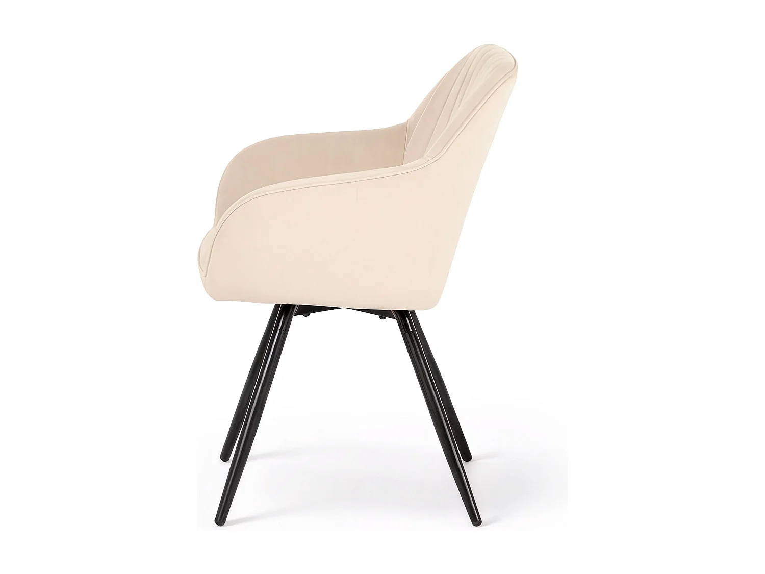 Lot de 2 Chaises pivotantes en velours à surpiqûres TURNO Beige pieds noirs