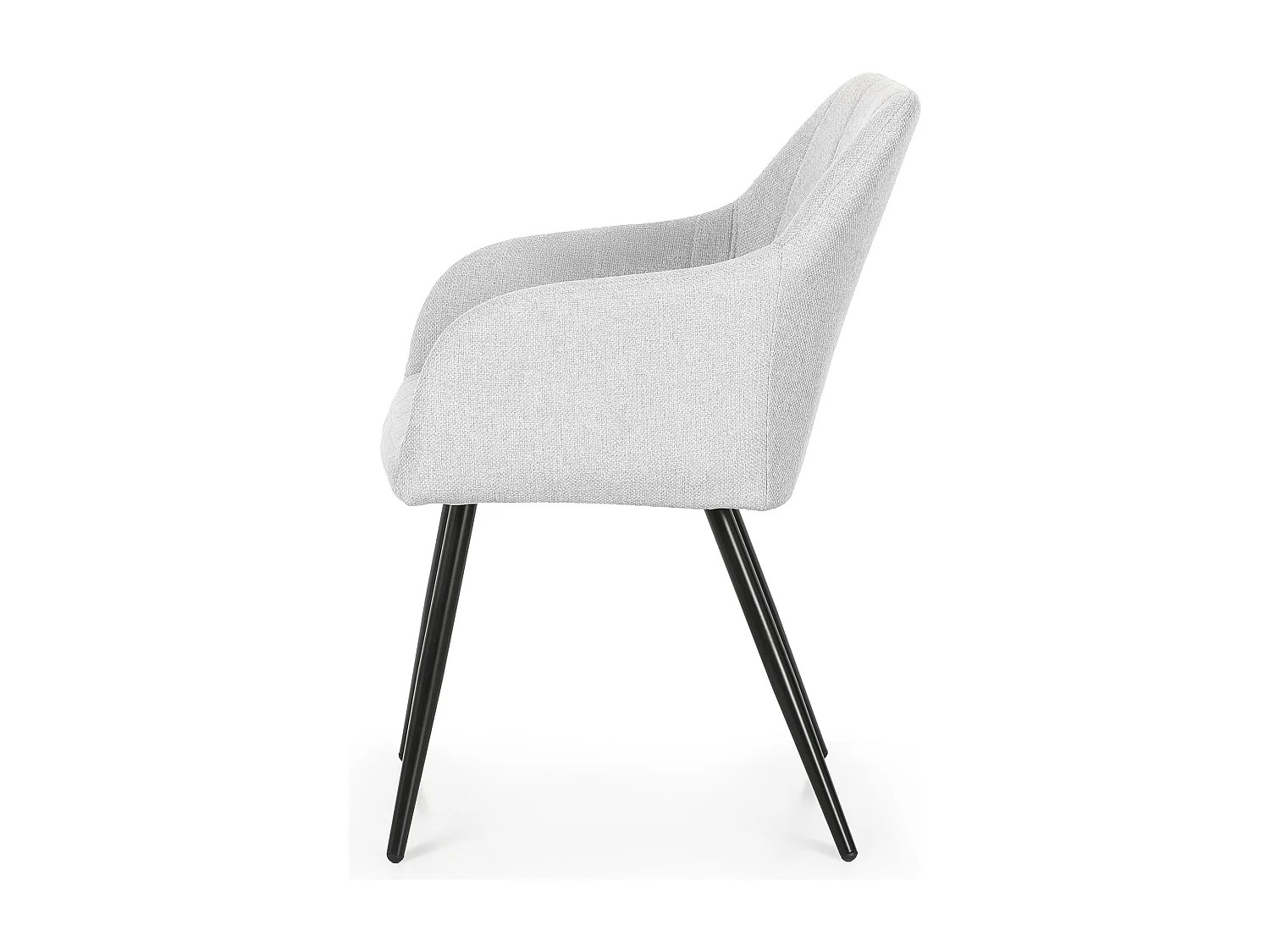 Lot de 2 Chaises rembourrées à surpiqûres carrées LUXANO Gris Clair pieds noirs tissu Lumos