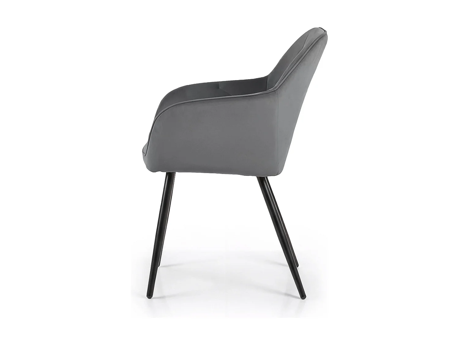 Lot de 2 Chaises en velours matelassées DIAMANTE Anthracite pieds noirs