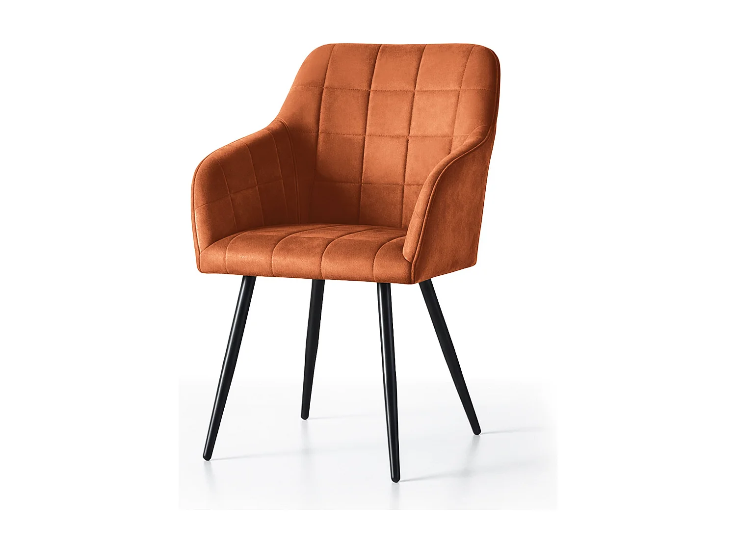 Lot de 2 Chaises rembourrées à surpiqûres carrées LUXANO Cuivre pieds noirs