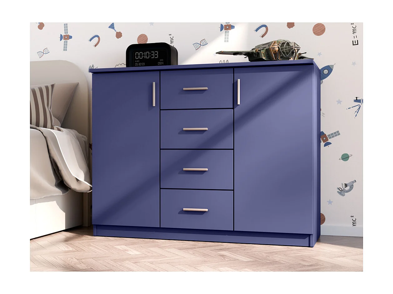 Commode 120 cm avec tiroirs et placard – Fermeture douce – Pratique – Panneau 18 mm – quincaillerie de haute qualité Direct fabricant EMEBLAST