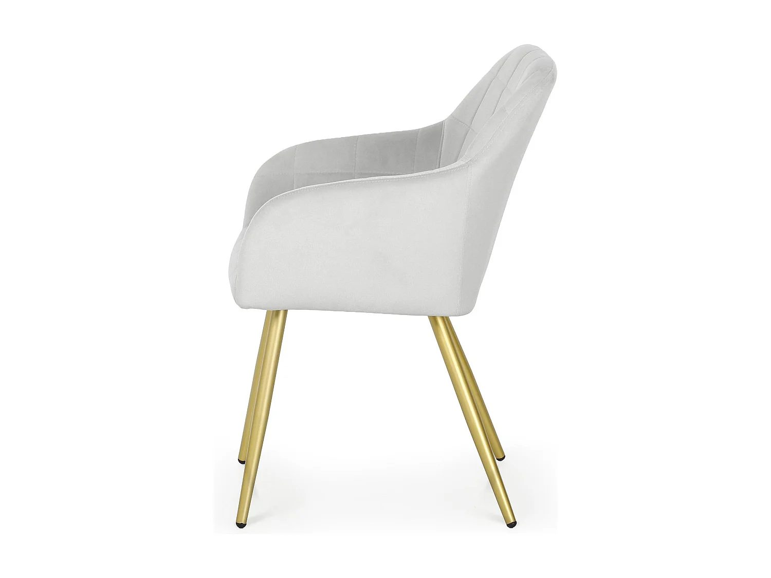 Lot de 2 Chaises rembourrées à surpiqûres carrées LUXANO Gris pieds dorés