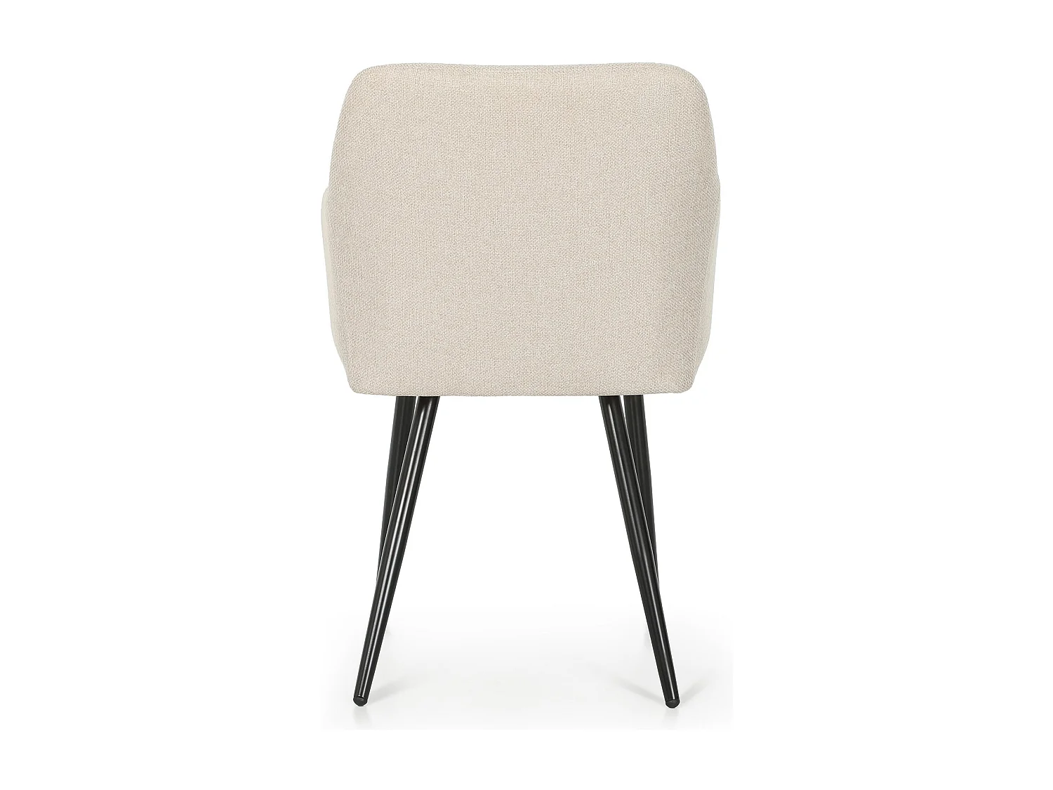 Lot de 2 Chaises rembourrées à surpiqûres carrées LUXANO Beige pieds noirs tissu Lumos