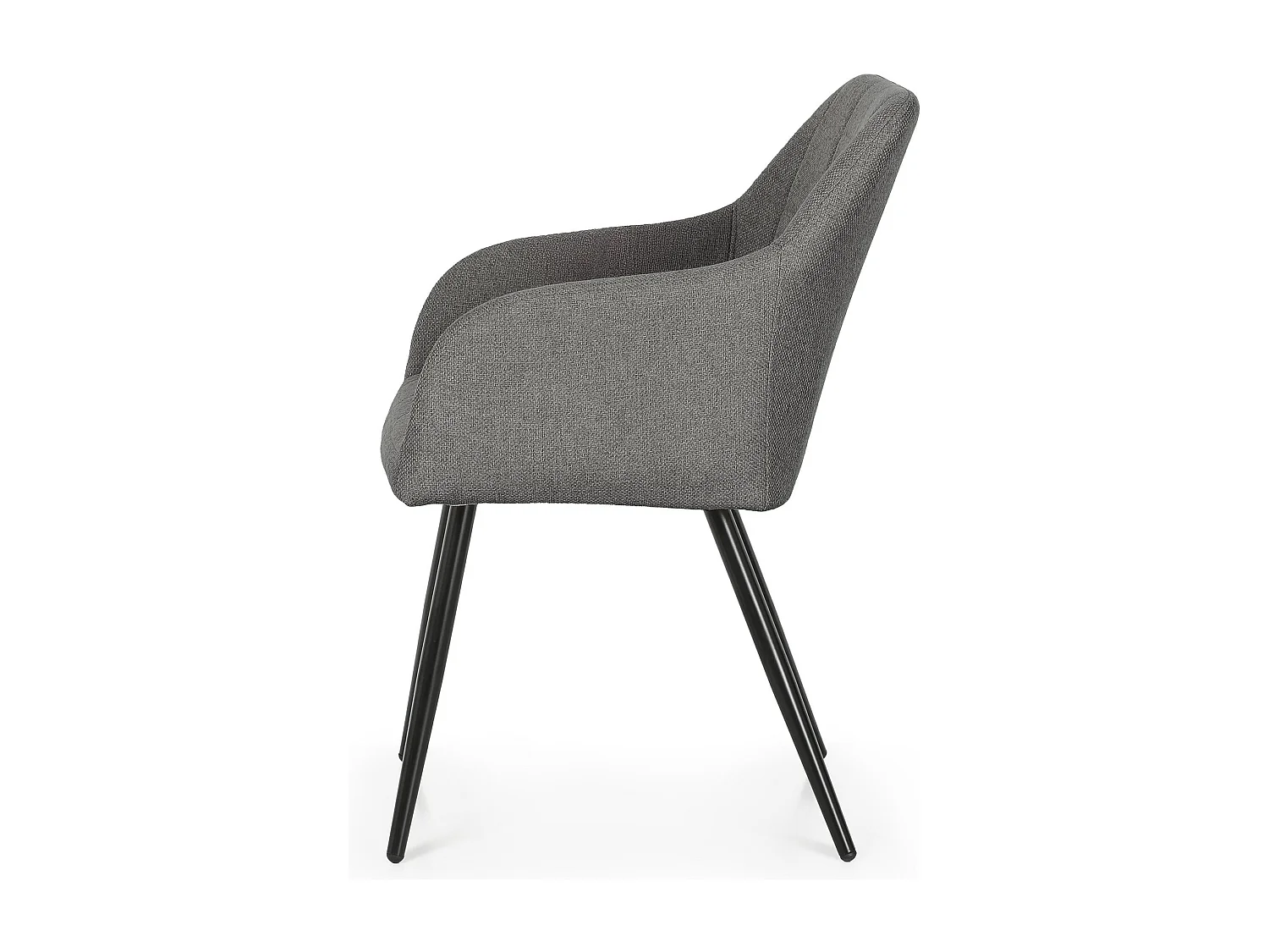 Lot de 2 Chaises rembourrées à surpiqûres carrées LUXANO Anthracite pieds noirs tissu Lumos