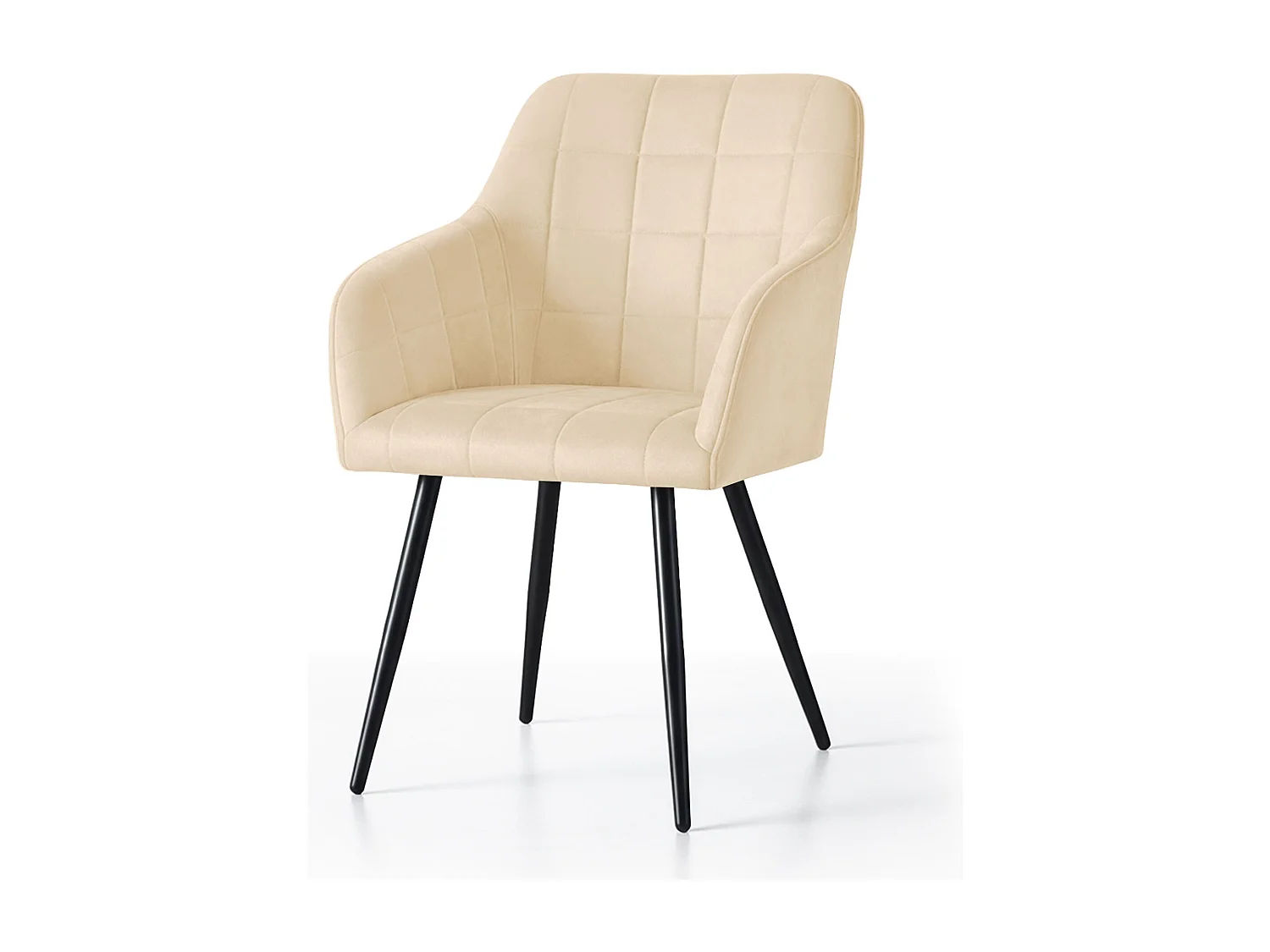 Lot de 2 Chaises rembourrées à surpiqûres carrées LUXANO Beige pieds noirs