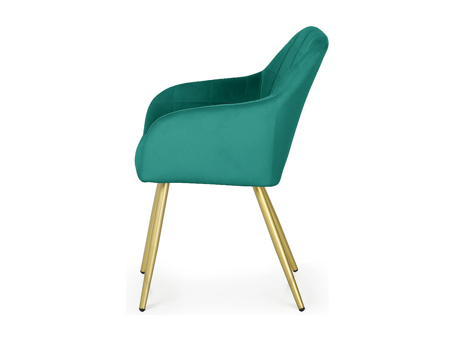 Lot de 2 Chaises rembourrées à surpiqûres carrées LUXANO Vert Bouteille pieds dorés