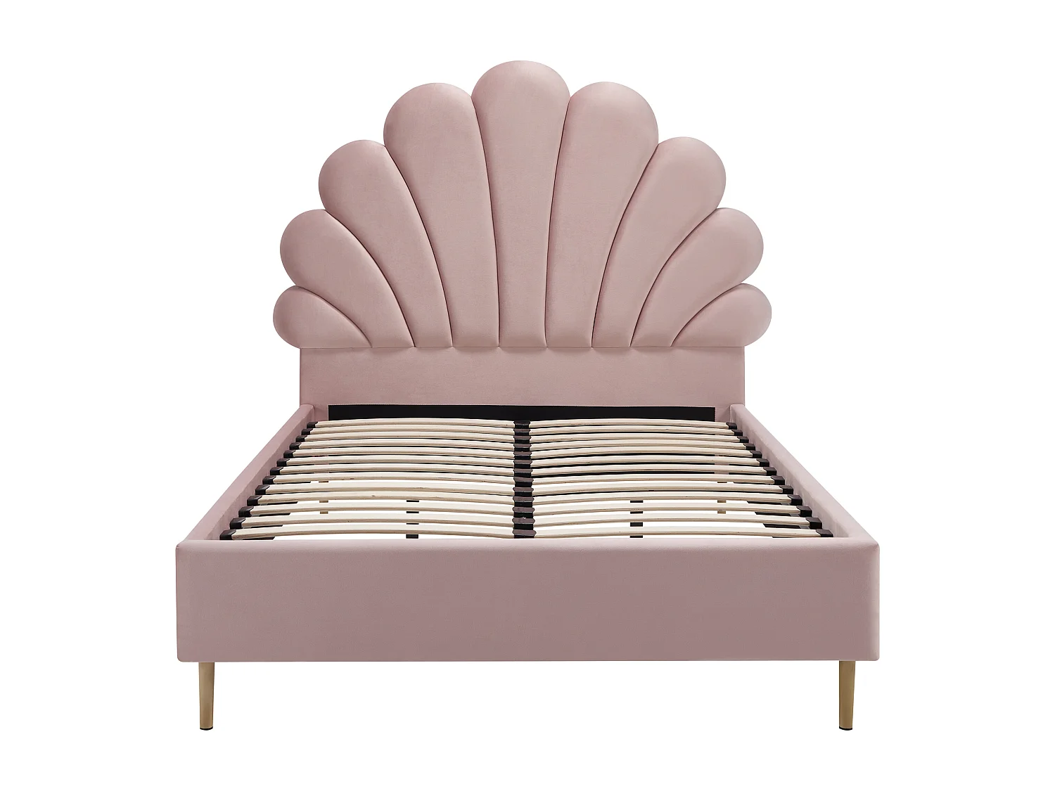 Lit coquillage 120 x 190 cm - Velours - Rose - LIVAYA