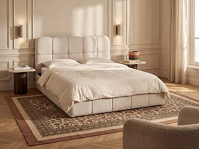 Bed 160 x 200 cm - Gestructureerd stof - Beige DILUDO