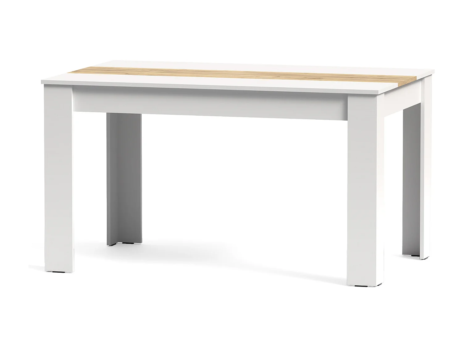 Mesa de comedor rectangular fija para 4 comensales 140x90 cm color blanco oak gold Mirko