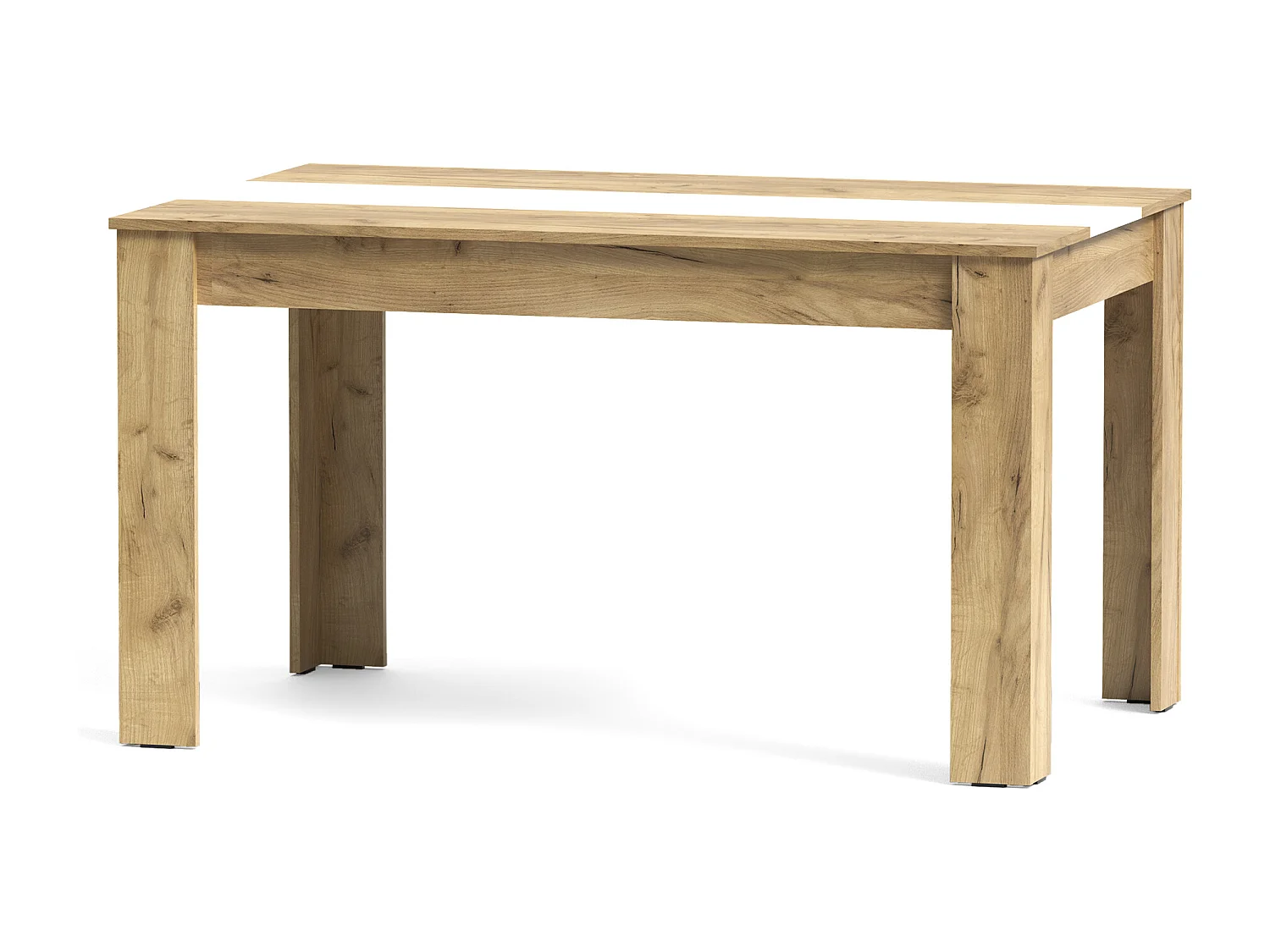 Mesa de comedor rectangular fija para 4 comensales 140x90 cm color Oak gold-Blanco Mirko