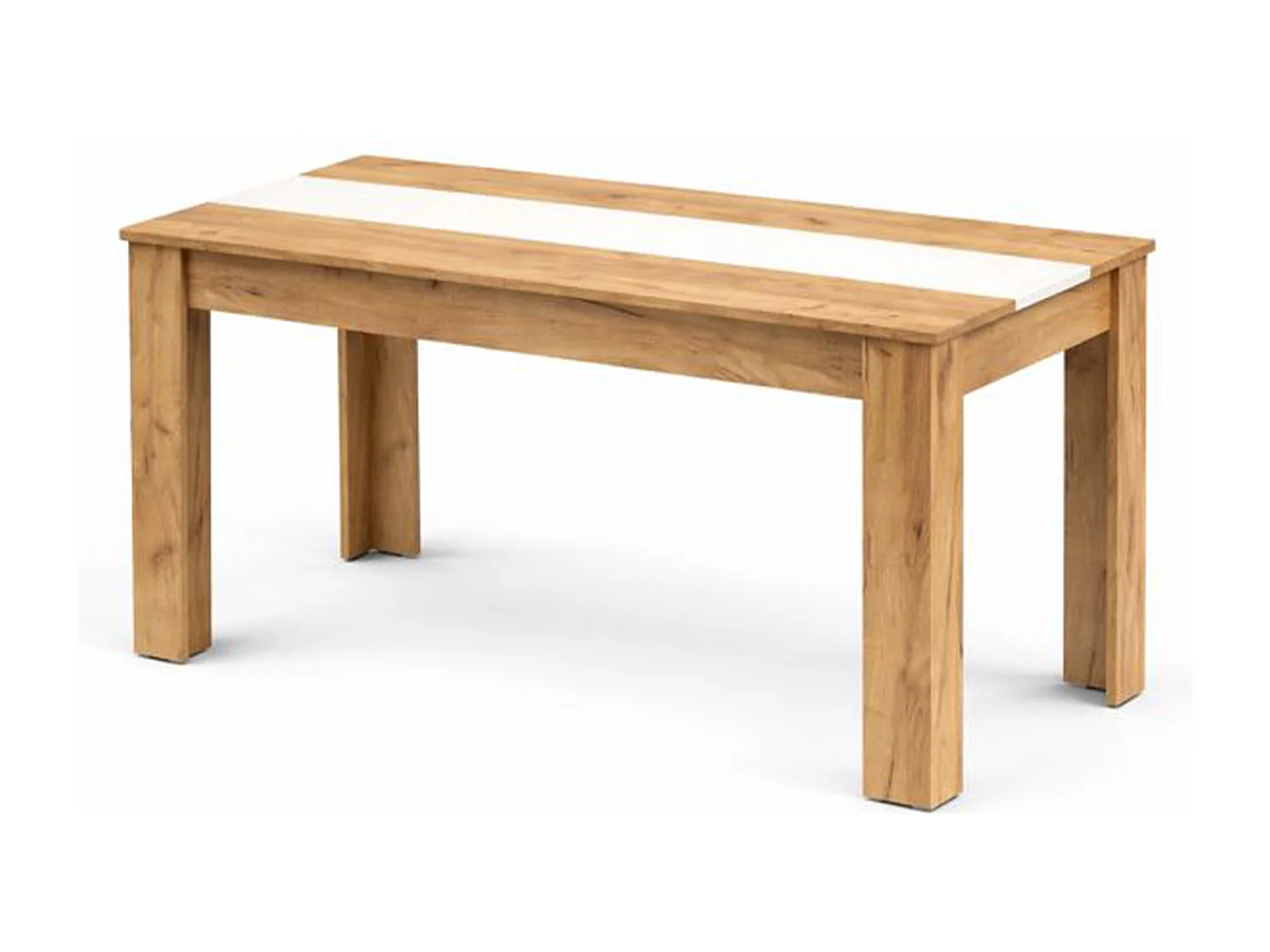 Mesa de comedor rectangular fija para 4 comensales 140x90 cm color Oak gold-Blanco Mirko