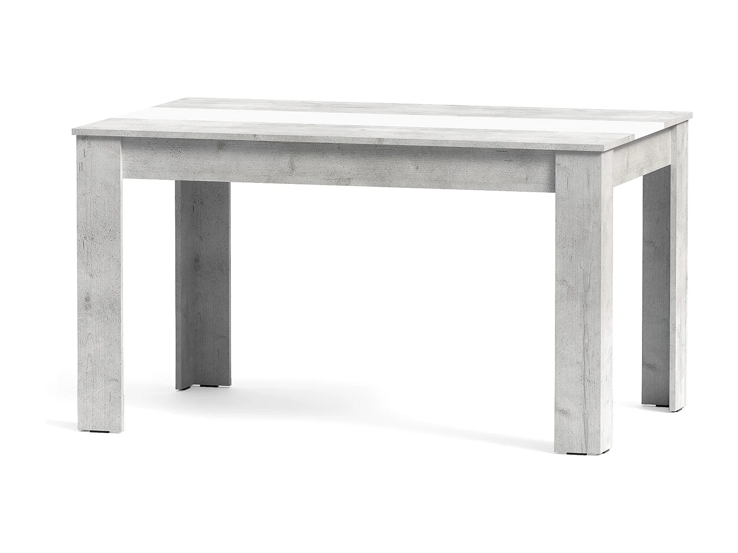 Mesa de comedor rectangular fija para 4 comensales 140x90 cm color concrete blanco Mirko