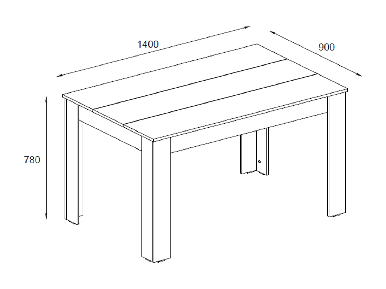 Mesa de comedor rectangular fija para 4 comensales 140x90 cm color concrete blanco Mirko