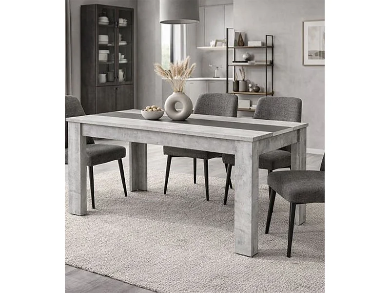 Mesa de comedor rectangular fija para 4 comensales 140x90 cm color concrete blanco Mirko