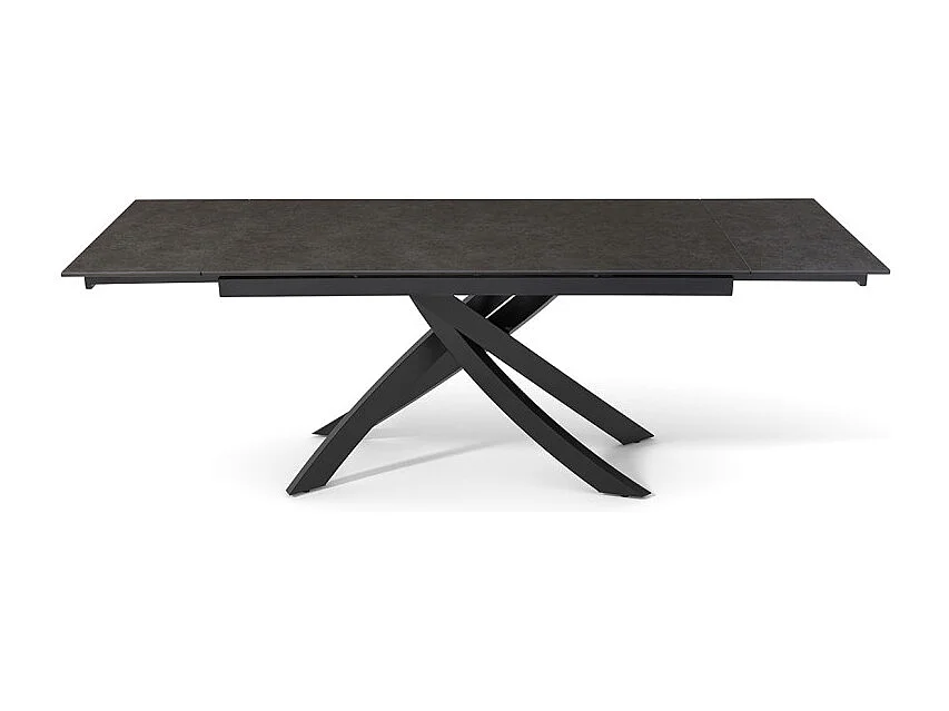Table extensible 180 à 260 cm céramique gris anthracite pied entrecroisé - UTAH 11