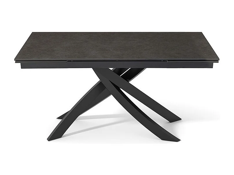 Table extensible 180 à 260 cm céramique gris anthracite pied entrecroisé - UTAH 11