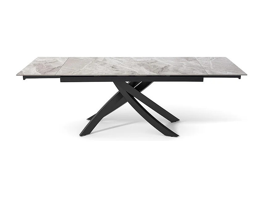 Table extensible 180 à 260 cm céramique gris marbré laqué pied entrecroisé - DAKOTA 11