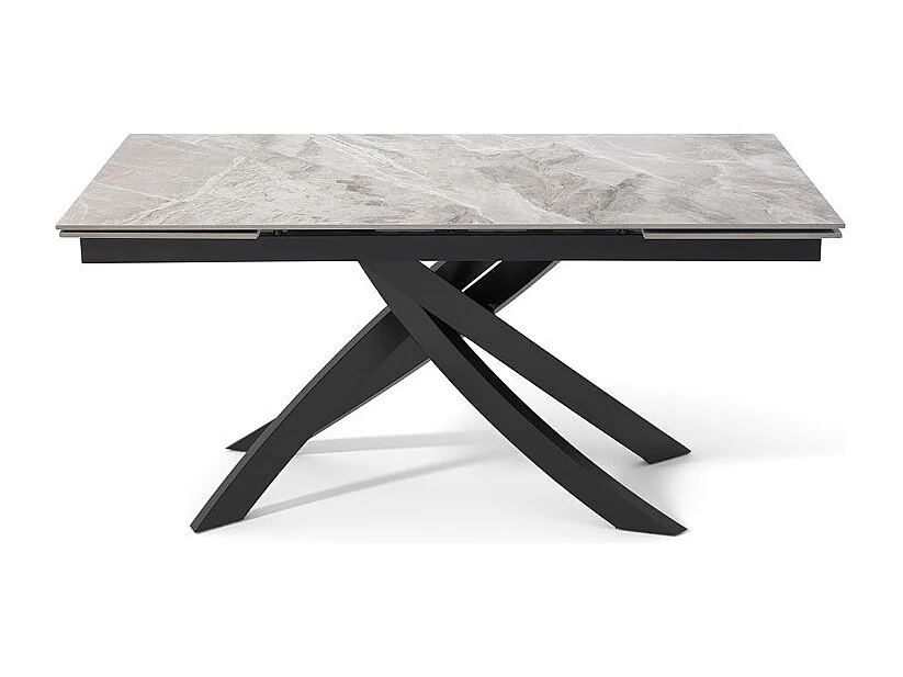 Table extensible 160 à 240 cm céramique gris marbré laqué pied entrecroisé - DAKOTA 11