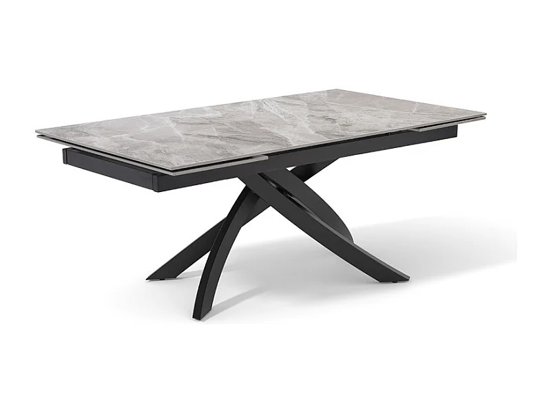 Table extensible 160 à 240 cm céramique gris marbré laqué pied entrecroisé - DAKOTA 11