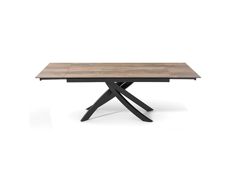 Table extensible 180 à 260 cm céramique effet bois pied entrecroisé - TEXAS 11
