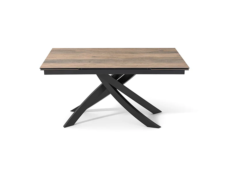 Table extensible 180 à 260 cm céramique effet bois pied entrecroisé - TEXAS 11