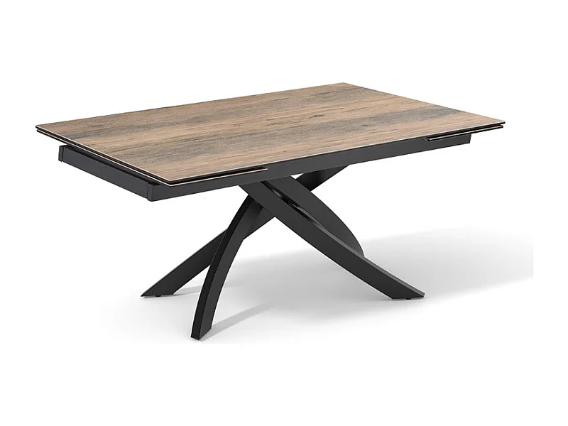 Table extensible 180 à 260 cm céramique effet bois pied entrecroisé - TEXAS 11