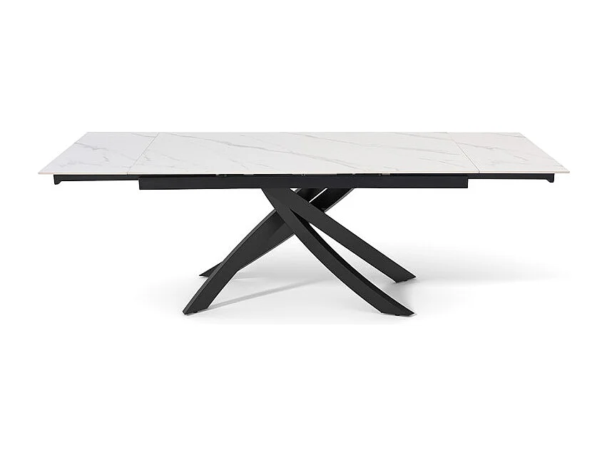 Table extensible 180 à 260 cm céramique blanc marbré pied entrecroisé - NEVADA 11