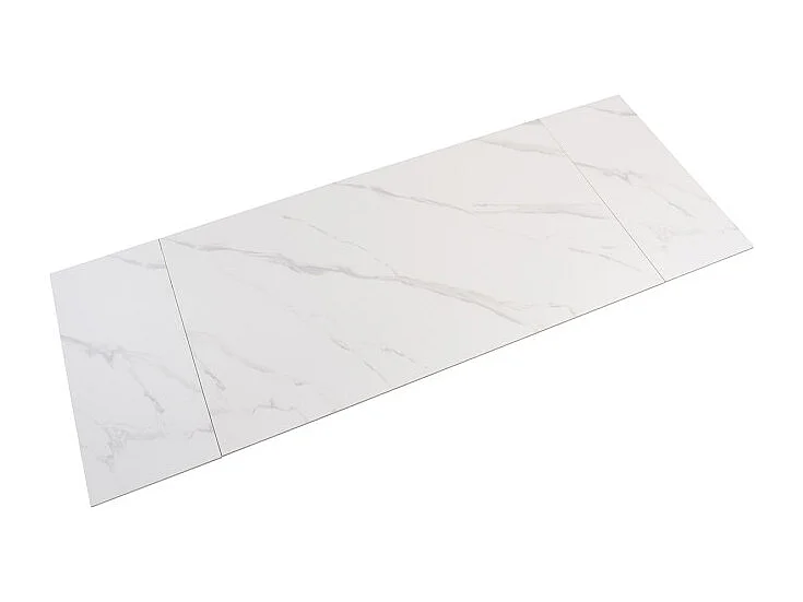 Table extensible 180 à 260 cm céramique blanc marbré pied entrecroisé - NEVADA 11