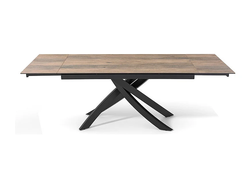 Table extensible 160 à 240 cm céramique effet bois pied entrecroisé - TEXAS 11