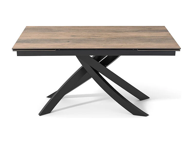 Table extensible 160 à 240 cm céramique effet bois pied entrecroisé - TEXAS 11