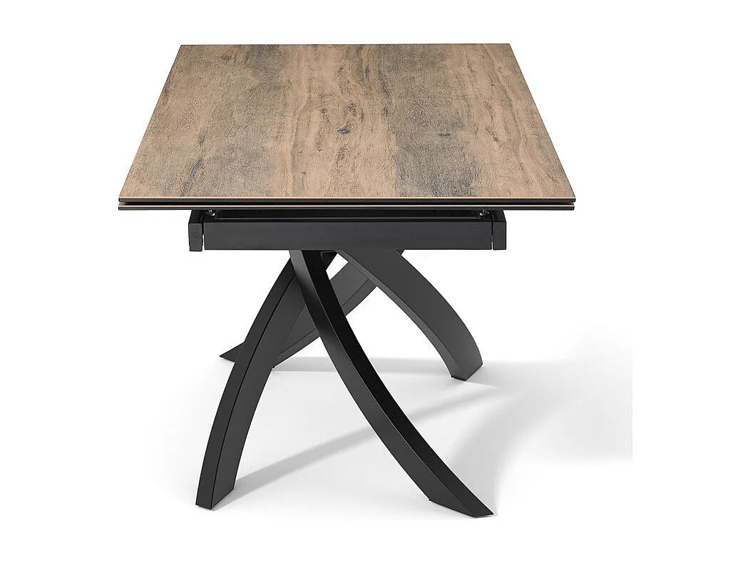 Table extensible 160 à 240 cm céramique effet bois pied entrecroisé - TEXAS 11