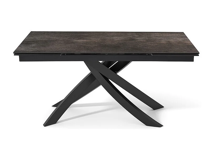 Table extensible 160 à 240 cm céramique gris vieilli pied entrecroisé - MAINE 11