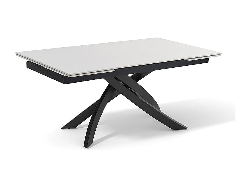 Table extensible 160 à 240 cm céramique blanc pied entrecroisé - OREGON 11
