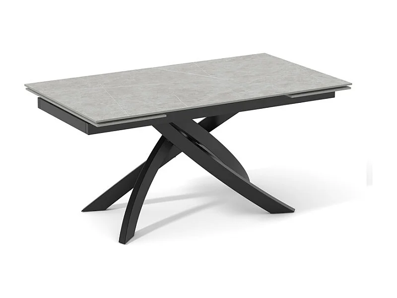 Table extensible 180 à 260 cm céramique gris marbré pied entrecroisé - ARIZONA 11