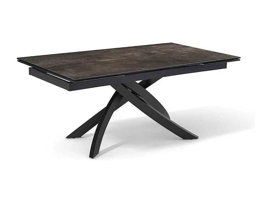 Table extensible 180 à 260 cm céramique gris vieilli pied entrecroisé - MAINE 11