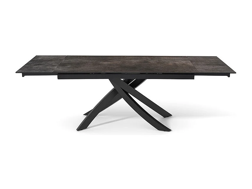 Table extensible 180 à 260 cm céramique gris vieilli pied entrecroisé - MAINE 11