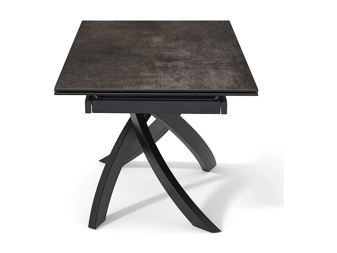 Table extensible 180 à 260 cm céramique gris vieilli pied entrecroisé - MAINE 11