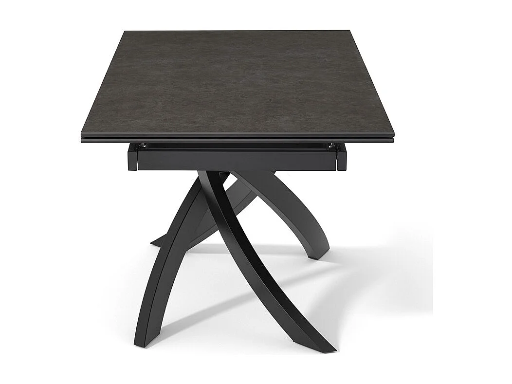 Table extensible 160 à 240 cm céramique gris anthracite pied entrecroisé - UTAH 11