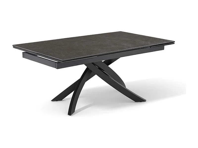 Table extensible 160 à 240 cm céramique gris anthracite pied entrecroisé - UTAH 11