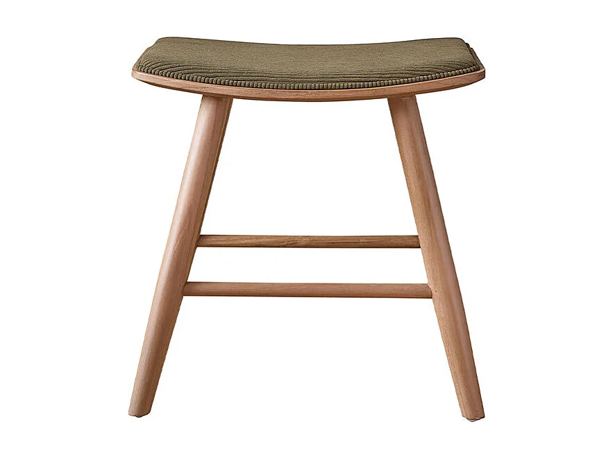 Sgabello in legno di teak con seduta in velluto a coste 45 cm