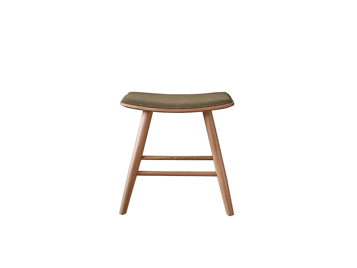 Sgabello in teak massello con seduta in velluto a coste 45 cm