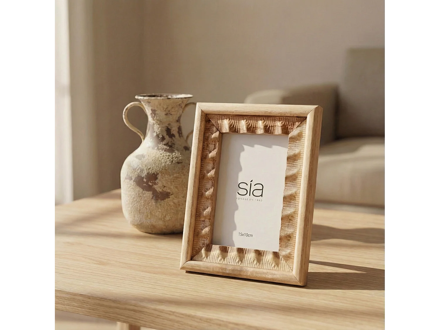 Cadre Photo Natté en acacia 10x15 - Beige