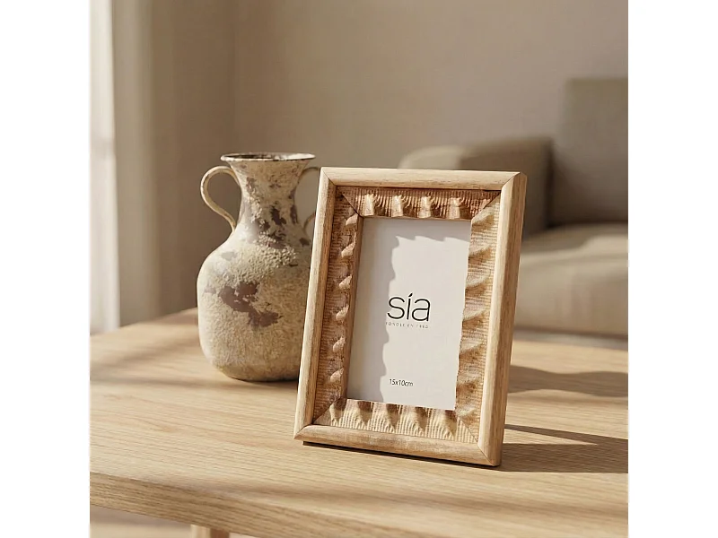 Cadre Photo Natté en acacia 10x15 - Beige