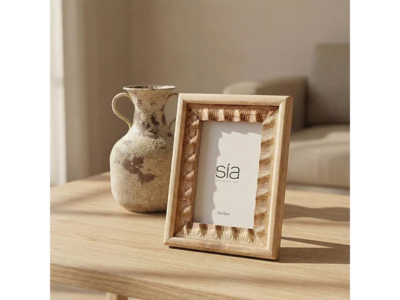 Cadre Photo Natté en acacia 10x15 - Beige