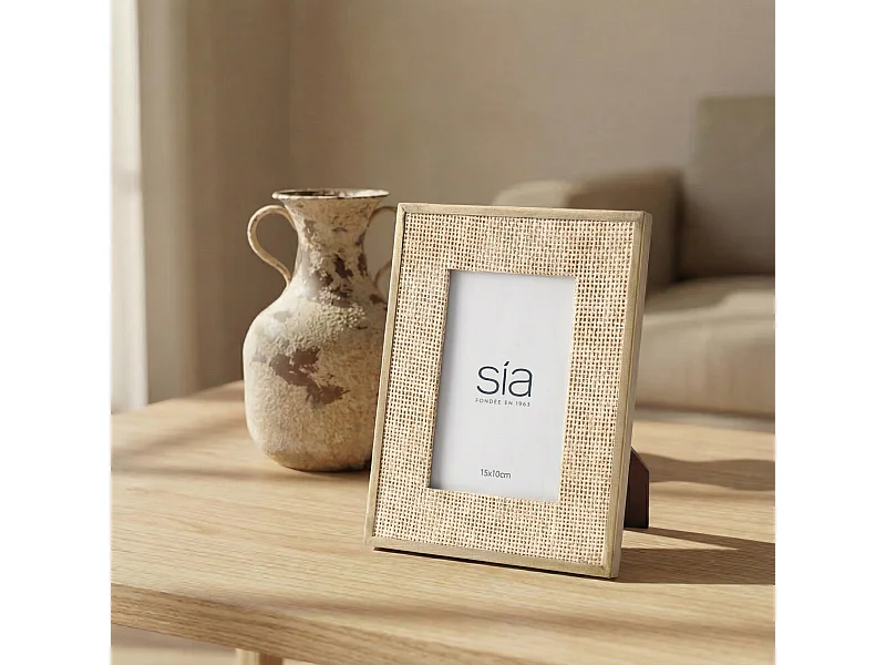 Cadre Photo Loft en rotin et métal 10x15 - Beige