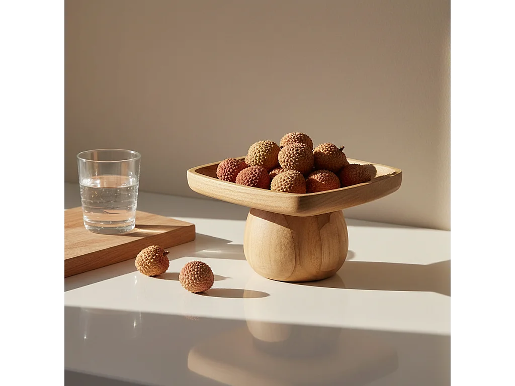 Plateau décoratif sur pied Yoko - Marron