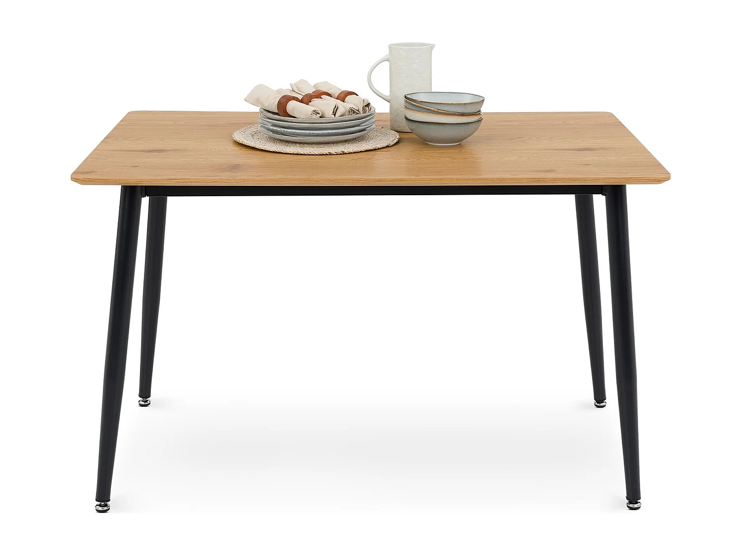 Table à Manger NORA Rectangulaire L 120 cm pour 4 Personnes, Couleur Chêne, Design Moderne avec Plateau en MDF et Pieds Métalliques
